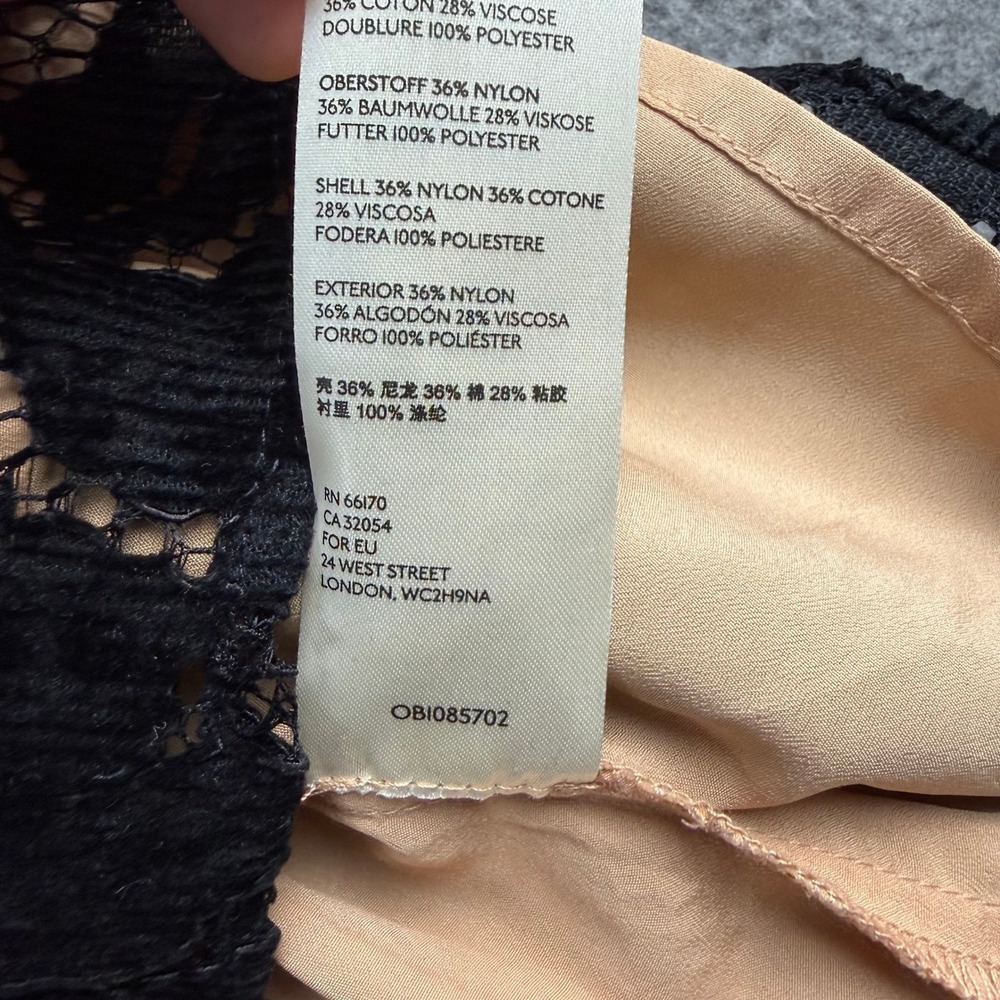 Free People Night Shimmer Lace Mini Dress Black Nude V-Neck OB1085702 Size 6 - Picture 4 of 8